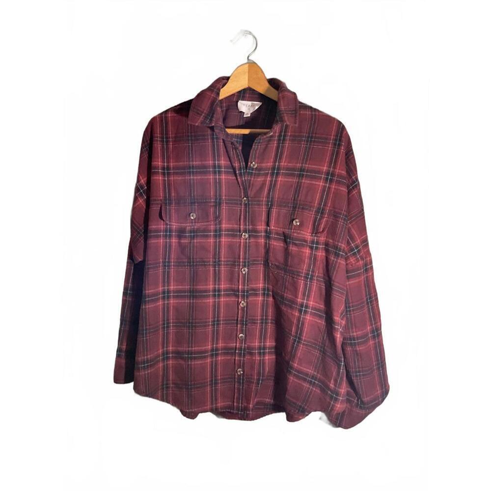 P.S. Kate Women's Button-Up Plaid Shirt Medium